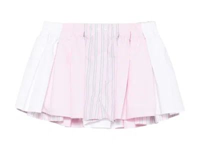 Pre-owned Alexander Wang Women's  Pleated Boxer Shorts In Flax/sand Ip Check