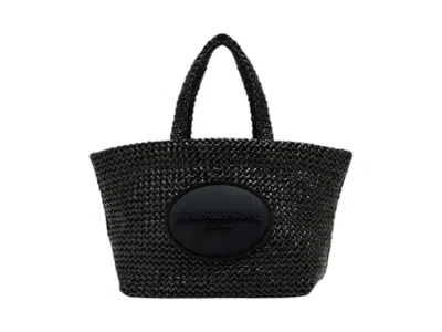 Pre-owned Alexander Wang Women's  Punch Small Raffia Tote In Black