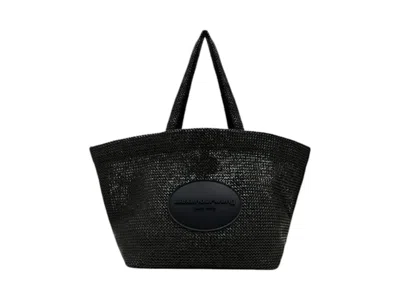 Pre-owned Alexander Wang Women's  Punch Xl Raffia Tote In Black