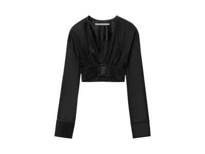 Pre-owned Alexander Wang Women's  V Front Elastic Longsleeve In Black