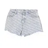 Alexander Wang Women All Over Logo Denim Shorts In Blue