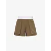 ALEXANDER WANG ALEXANDER WANG WOMEN'S ARMY GREEN RAVE BRANDED-WAISTBAND MID-RISE COTTON CARGO SHORTS