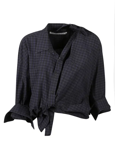 ALEXANDER WANG ALEXANDER WANG WOMEN ASYMMETRICAL STRIPED BUTTON-UP SHIRT