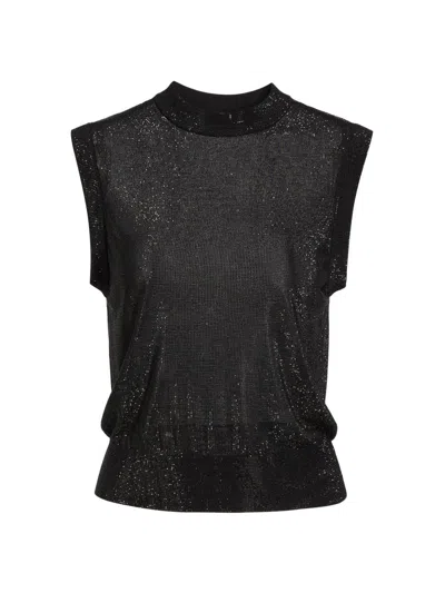 Alexander Wang Women's Beaded Mock Turtleneck Tank In Black