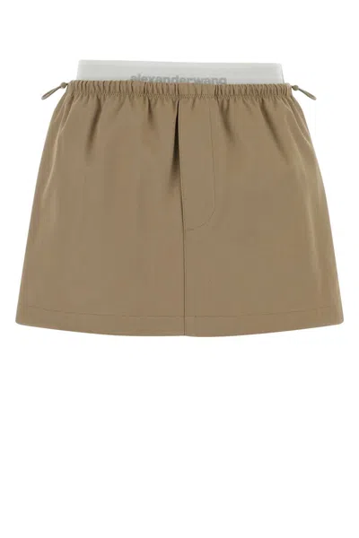 Alexander Wang Women Beige Cotton Mini Skirt In Brown