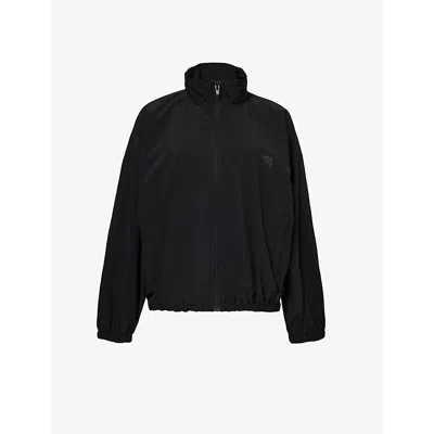 Alexander Wang Coaches Brand-print Shell Jacket In Black