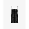 ALEXANDER WANG ALEXANDER WANG WOMEN'S BLACK CONTRAST-PANEL SLIM-FIT LEATHER AND KNITTED MINI DRESS