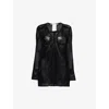 ALEXANDER WANG ALEXANDER WANG WOMEN'S BLACK CONTRAST-PANEL V-NECK LEATHER AND KNITTED CARDIGAN