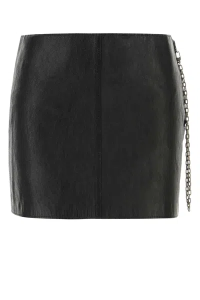 Alexander Wang Women Black Leather Mini Skirt