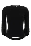 Alexander Wang Drape Back Long Sleeve Top In Matte Jersey In Black