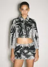 Alexander Wang Women Blade Logo-embroidery Denim Trucker Jacket In Gray