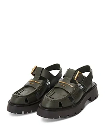 Alexander Wang Carter Caged Leather Sandals In Army Green