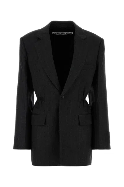 Alexander Wang Women Charcoal Wool Oversize Blazer In Black