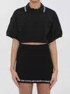 Alexander Wang Women Cropped Cotton Polo Shirt In Black