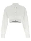 Alexander Wang Cropped Cotton Shirt With Elastic Logo Hem