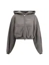 Alexander Wang Women Cropped Zip-up Hoodie In Gray