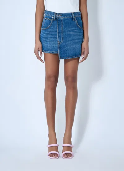 Alexander Wang Women Deconstructed Wrap Mini Skirt In Blue