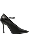 Alexander Wang Women's Delphine 105mm Logo Lettering Pumps In Black In Black