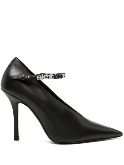 Alexander Wang Women's Delphine 105mm Logo Lettering Pumps In Black