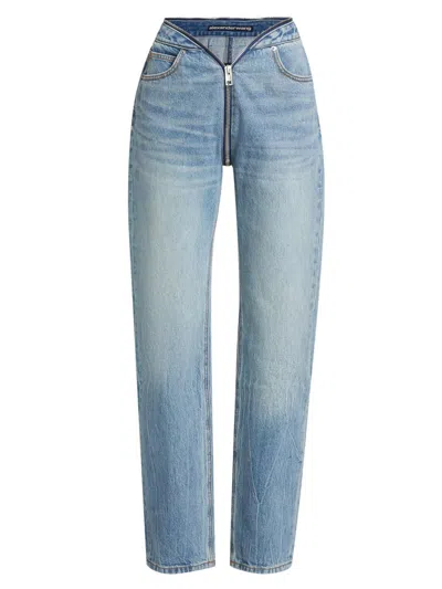 Alexander Wang Women's Dipped V Zip Straight-leg Jeans