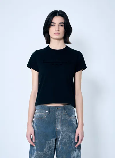 Alexander Wang Women Distressed Logo Shrunken T-shirt In Blue