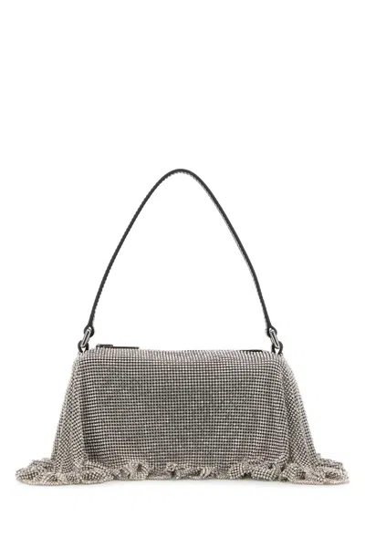 Alexander Wang Women Embellished Leather And Fabric Divina Handbag In Silver