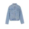 Alexander Wang Women Embossed Logo Trucker Denim Jacket In Blue
