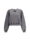 Alexander Wang Embossed Logo Crewneck Sweatshirt In Gray
