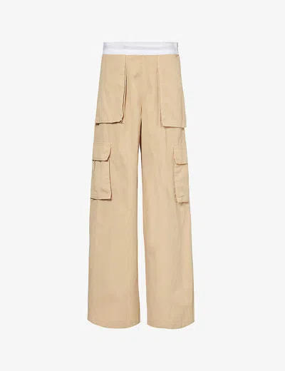 Alexander Wang Womens Feather Rave Branded-waistband Mid-rise Cotton Cargo Trousers