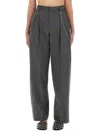 Alexander Wang Women Gray Wool Blend Pants In Black