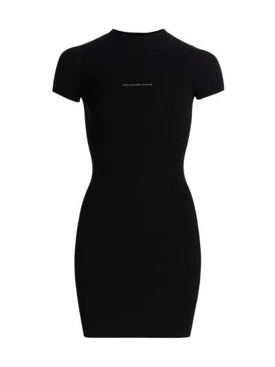 Alexander Wang Ribbed Knit Mini Dress With Logo Intarsia In Black