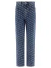 Alexander Wang Women Jeans With Logo Crystal Hotfix In Blue
