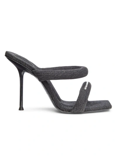 Alexander Wang High Stiletto Heel Sandals With Tubular Webbing Straps In Black