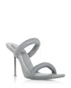 Alexander Wang Gray Julie 105mm Nylon Tubular Heeled Sandals In Alloy