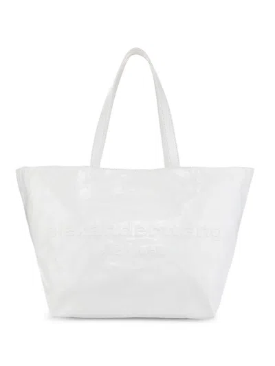 Alexander Wang Women's Large Crackle Patent Leather Tote Bag In White