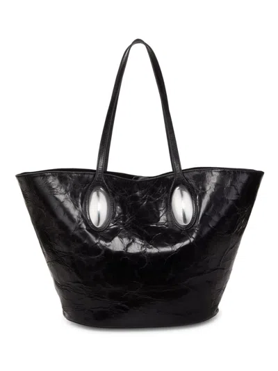 Alexander Wang Women's Large Dome Crackled Patent Leather Tote Bag In Black