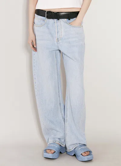 Alexander Wang Women Leather Belt Balloon Jeans In Blue