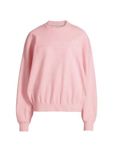 Alexander Wang Women's Logo Chenille Rib-knit Sweatshirt In Ballerina Pink