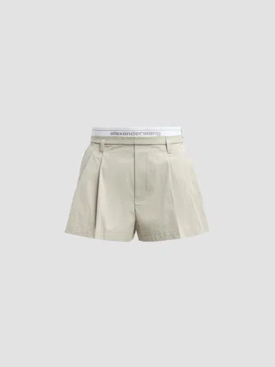 Alexander Wang Women's Logo Elastic High-rise Shorts In Silver