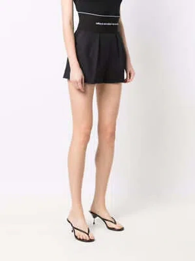 Pre-owned Alexander Wang Women Logo Elastic Safari Shorts In 001 Black