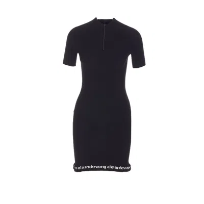 Alexander Wang Women Logo Half Zip Dress In Black
