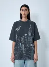 Alexander Wang Women T-shirt With Thermo-applied Rhinestones And Ny Skyline In Blue