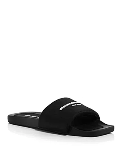 Alexander Wang Women's Logo Pool Slides In Black