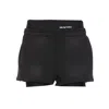 Alexander Wang Logo Waistband Shorts With Layered Design In Black