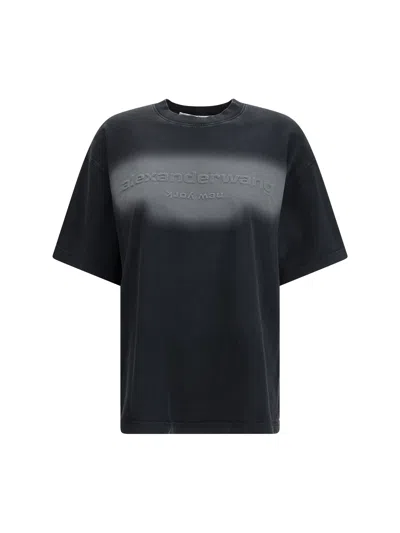 Alexander Wang Black Cotton T-shirt In Blue