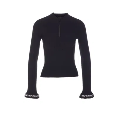 Alexander Wang Women Logo  Zip Up Sweater In Black