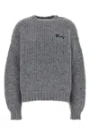 Alexander Wang Women Melange Grey Wool Blend Oversize Sweater In Gray