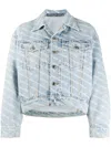 Alexander Wang Falling Back Logo-print Denim Jacket In Blue