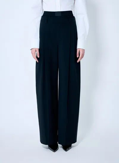 Alexander Wang Women Pleated Pants With Boxer Waistband In Blue