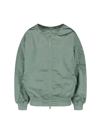 Alexander Wang Women's Polyamide Jacket With Contrast Trim In Green